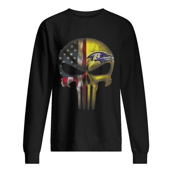 Baltimore Ravens And Flag American Veteran skull shirt