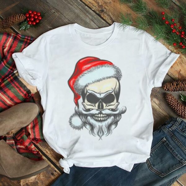 Bearded Vintage Skull Santa Claus Christmas Pajama Gift shirt