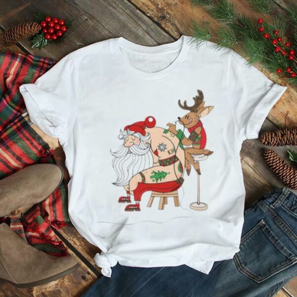 Best reindeer tattoo for Santa Claus Christmas shirt