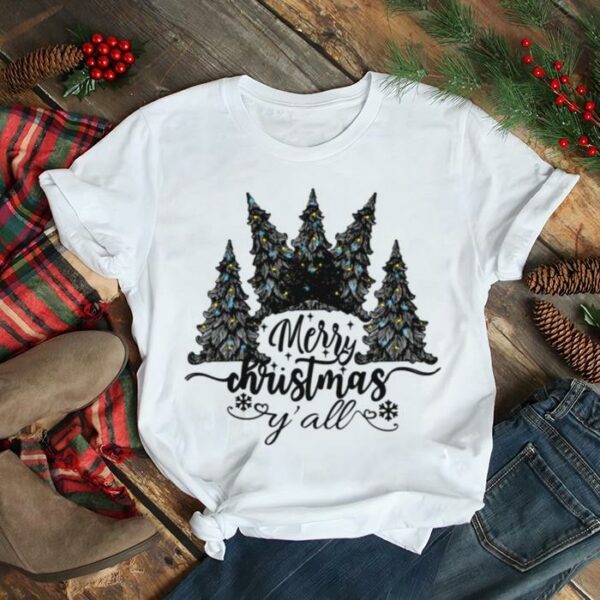 Black Art Pine Tree Y’all Merry Christmas shirt