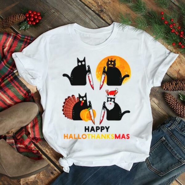 Black Cat Murder Halloween Thanksgiving Christmas Holidays shirt