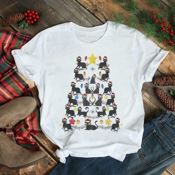 Black cat Christmas light cat lover Christmas 2023 shirt