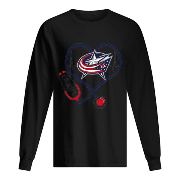 Blue Jackets heart Nurse stethoscope shirt