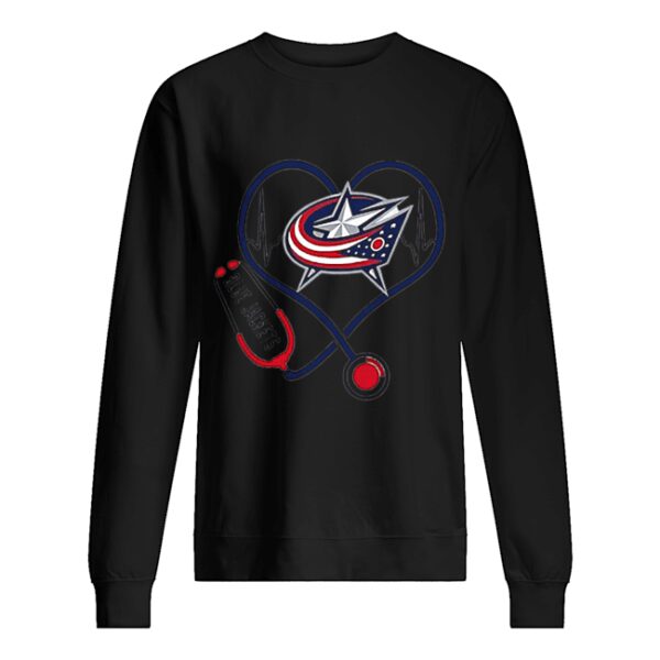 Blue Jackets heart Nurse stethoscope shirt