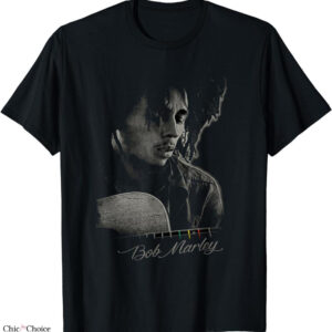 Bob Marley T-shirt Black White Guitar