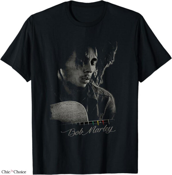 Bob Marley T-shirt Black White Guitar