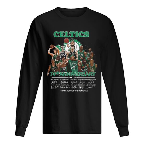 Boston Celtics logo 74th anniversary 1946-2020 signatures thank you for the memories shirt