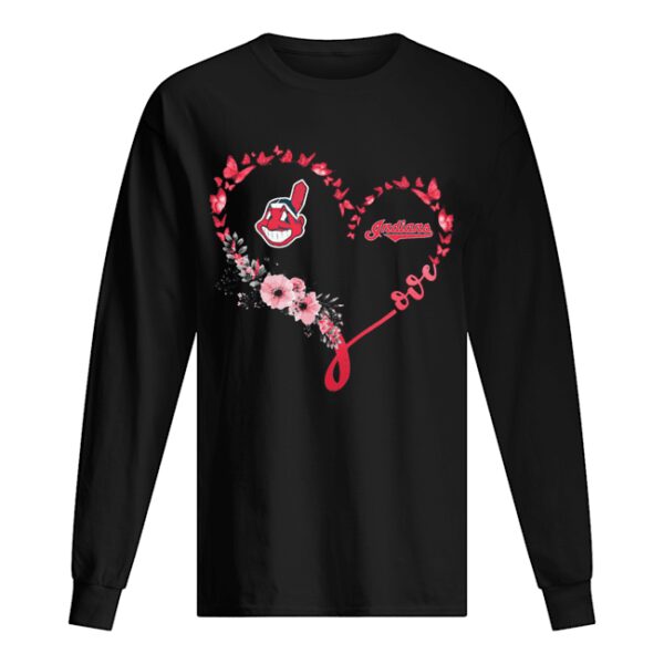 Butterfly love cleveland indians flowers heart shirt