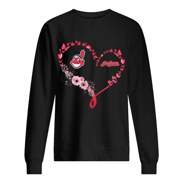 Butterfly love cleveland indians flowers heart shirt