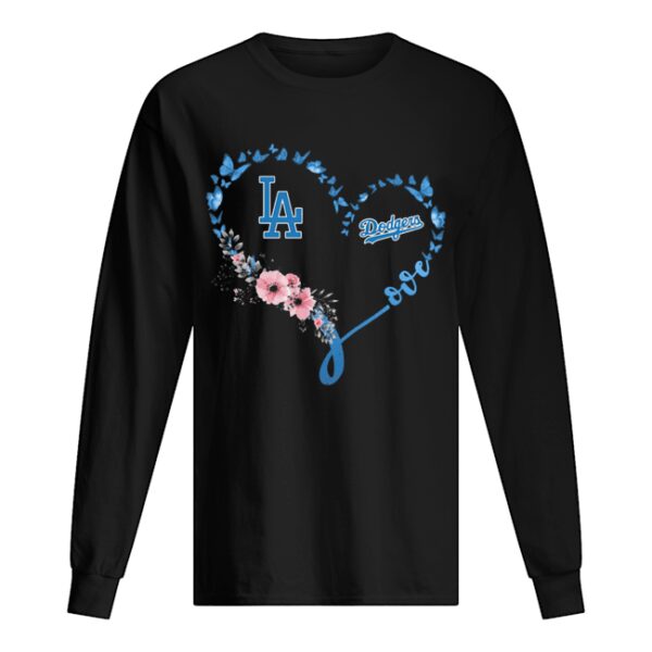 Butterfly love los angeles dodgers flowers heart shirt