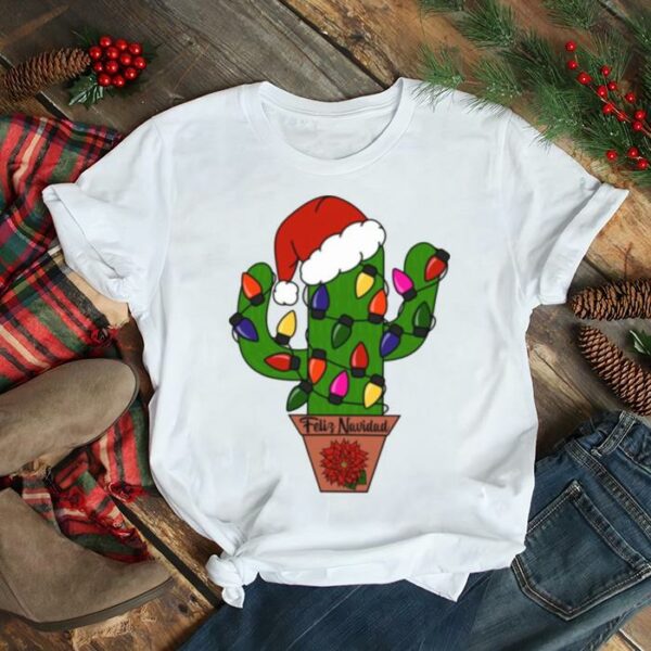 Cactus Wearing Red Santa Hat Christmas shirt