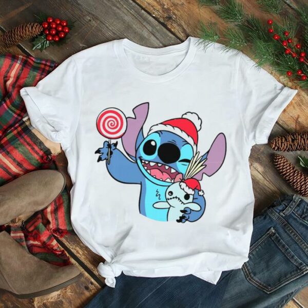 Candy Christmas Tree Santa Hat Present Christmas Holiday Stitch Christmas shirt