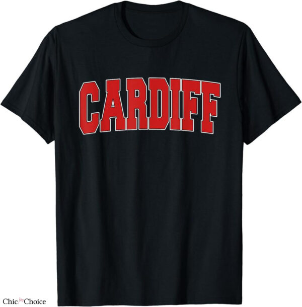 Cardiff City Retro T-shirt Red Text Style