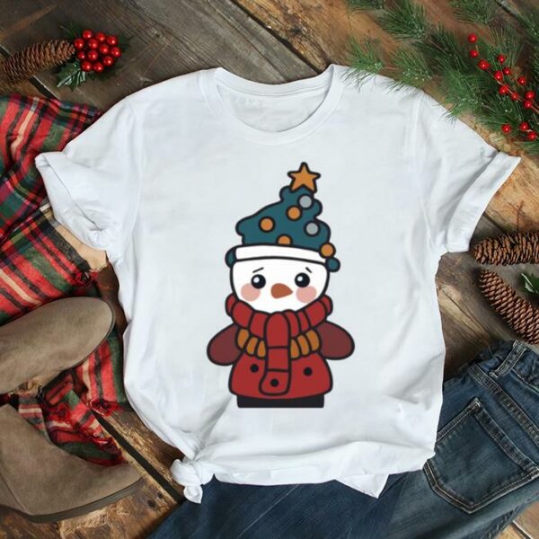 Chibi Cute Snowman Wearing Scarf 2022 Christmas shirt