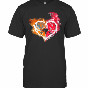 Chicago Bears And Nebraska Cornhuskers Heart Fire T-Shirt
