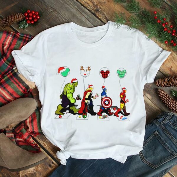 Christmas Marvel Character abbey road shirt