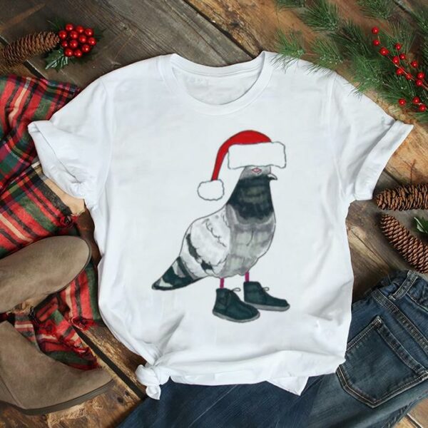 Christmas Pigeon In Santa Hat Wearing Shoes shirt