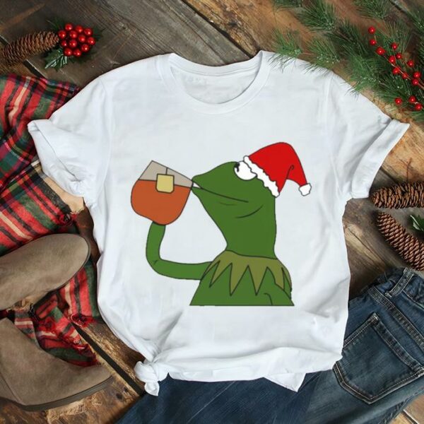 Christmas Santa Frog Sipping Tea Meme shirt