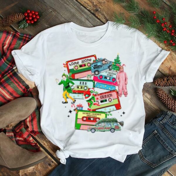 Christmas movie characters cassette type shirt