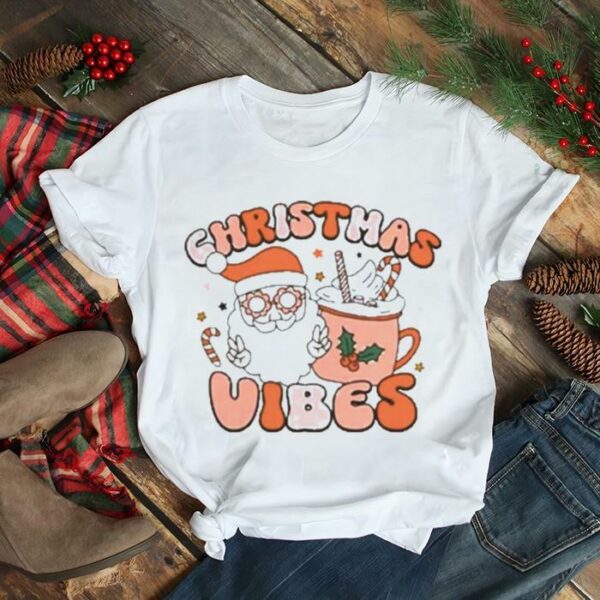 Christmas vibes coffee and santa t shirt