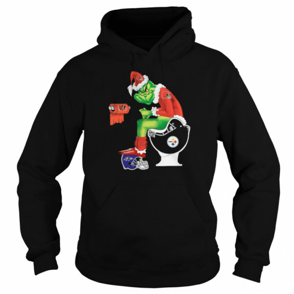 Cleveland Browns Grinch sitting on Pittsburgh Steelers toilet and step on Baltimore Ravens helmet shirt