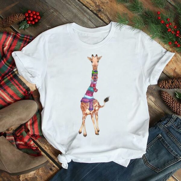 Cold Outside Cute Giraffe Illustration Christmas shirt