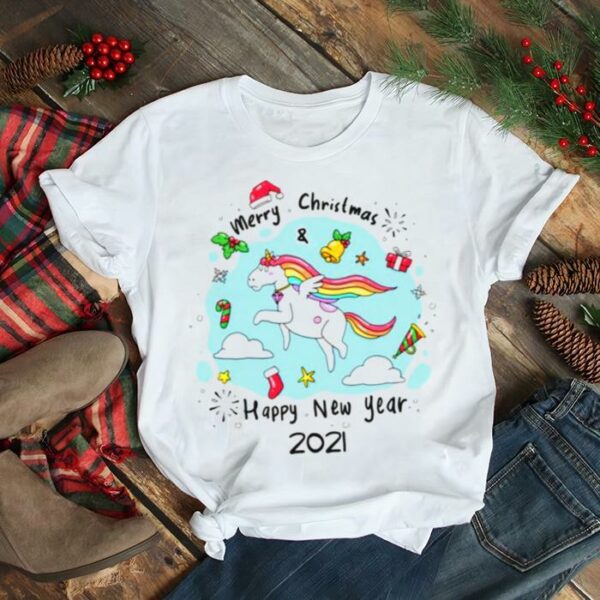 Colorful Art Unicorn Merry Christmas shirt