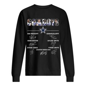 Dallas Cowboys Jason Witten Dak Prescott Ezekiel Elliott Byron Jones Tyron Smith Signatures shirt