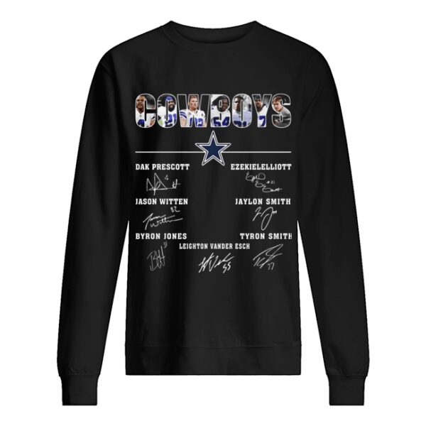 Dallas Cowboys Jason Witten Dak Prescott Ezekiel Elliott Byron Jones Tyron Smith Signatures shirt