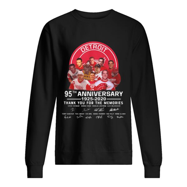 Detroit red wings 95th anniversary 1925 2020 thank you for the memories signatures shirt