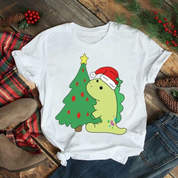 Dino Holiday Hugging Christmas Tree shirt