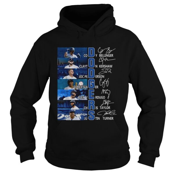 Dodgers Cody Bellinger Clayton Kershaw Joc Pederson signatures shirt