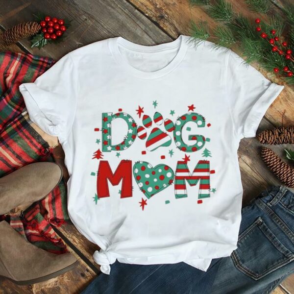 Dog Mom Heart Merry Christmas Shirt