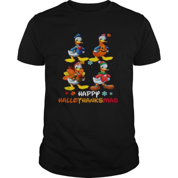 Donald Disney Halloween And Merry Christmas Happy Hallothanksmas shirt