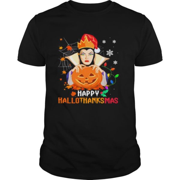 Evil queen happy hallothanksmas halloween thanksgiving christmas shirt