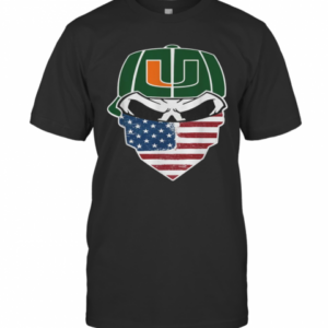 Face Mask American Flag Hat Miami Hurricanes Football T-Shirt