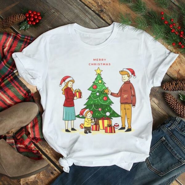 Family Tree Merry Christmas Seasons Greetings A Couple With Their Kid shirt