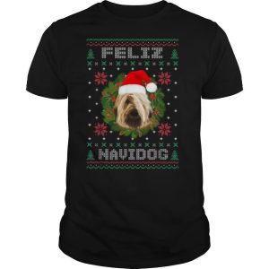 Feliz Navidog Briard Dog Santa Hat Ugly Christmas shirt
