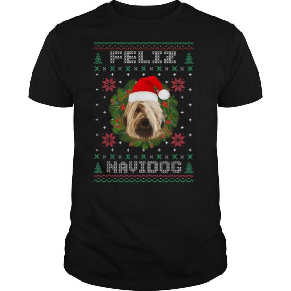 Feliz Navidog Briard Dog Santa Hat Ugly Christmas shirt