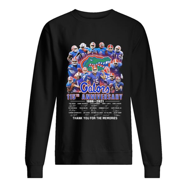 Florida gators 115th anniversary 1906 2021 thank you for the memories signatures shirt