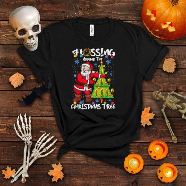 Flossing Around The Christmas Tree Xmas Pajama Santa Floss T Shirt