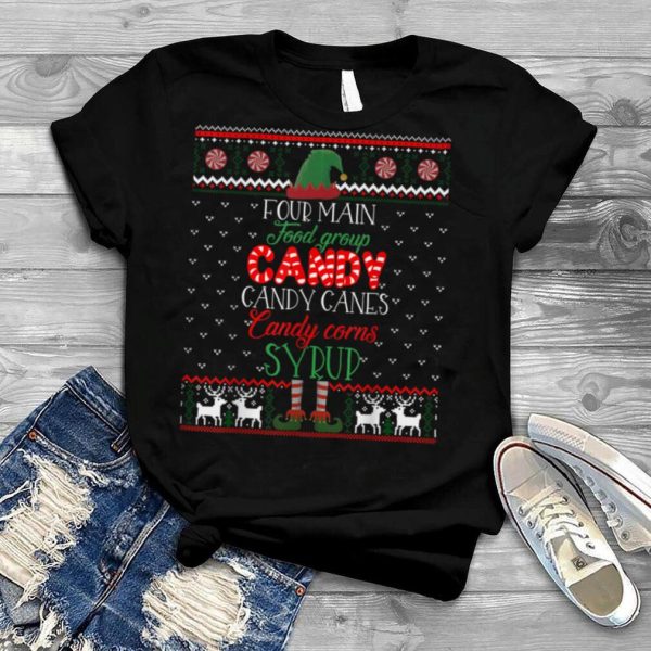 Four Main Food Groups Elf Buddy Christmas Pajama Ugly T Shirt