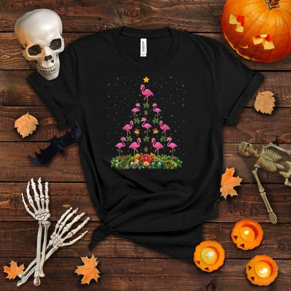 Funny Flamingo Bird Lover Santa Flamingo Christmas Tree T Shirt