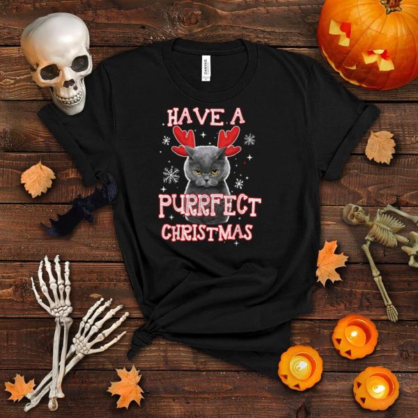 Funny Happy Howliday Cat Have A Purrfect Christmas Costume T Shirt