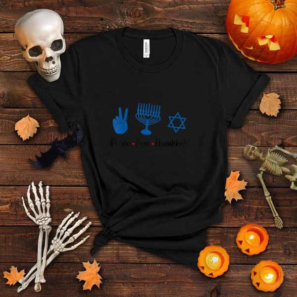 Funny Jewish Christmas Peace Love Hanukkah 2021 Menorah T Shirt