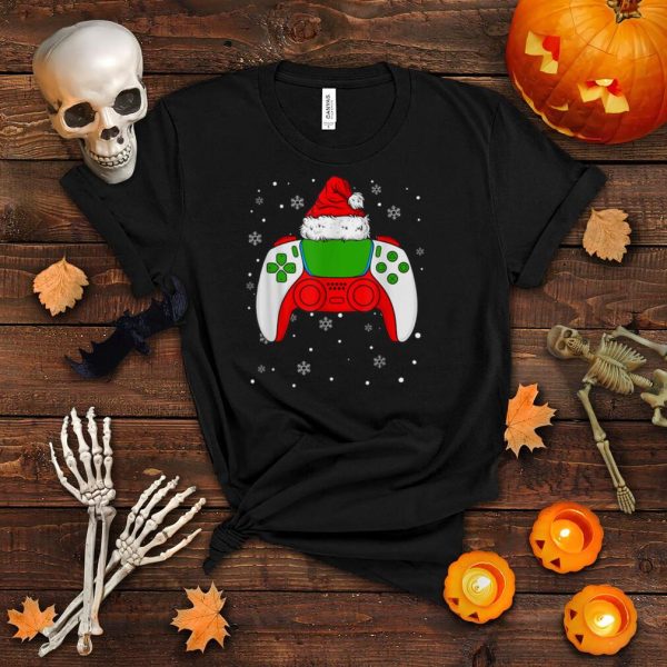 Funny Santa Hat Gamer Video Game Controller Christmas T Shirt