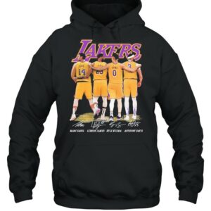 Gasol and James and Kuzma and Davis Lakers signatures 2021 shirt