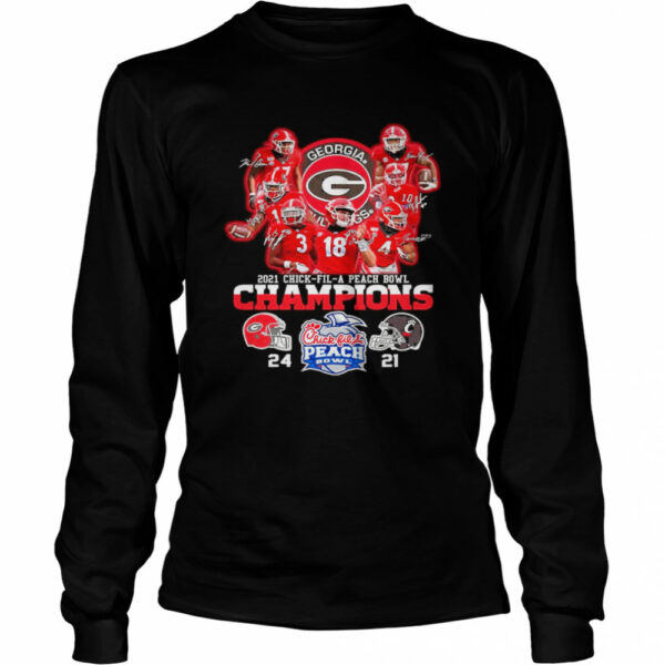 Georgia Bulldogs Team Football Players 2021 Chick Fil A Peach Bowl Champions 24 21 Cincinnati shirt