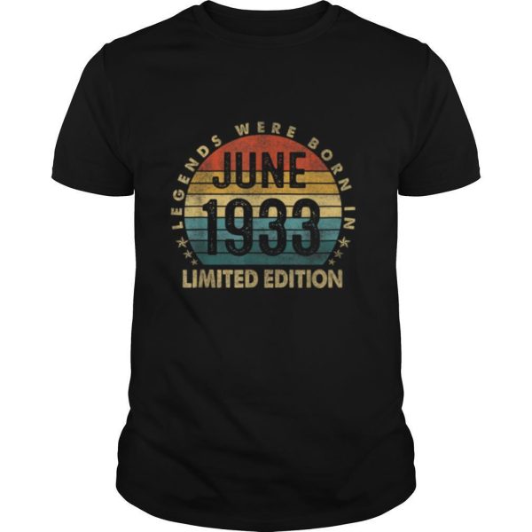 Gift 88 Years Old Legends June 1933 88th Birthday Gifts T Shirt