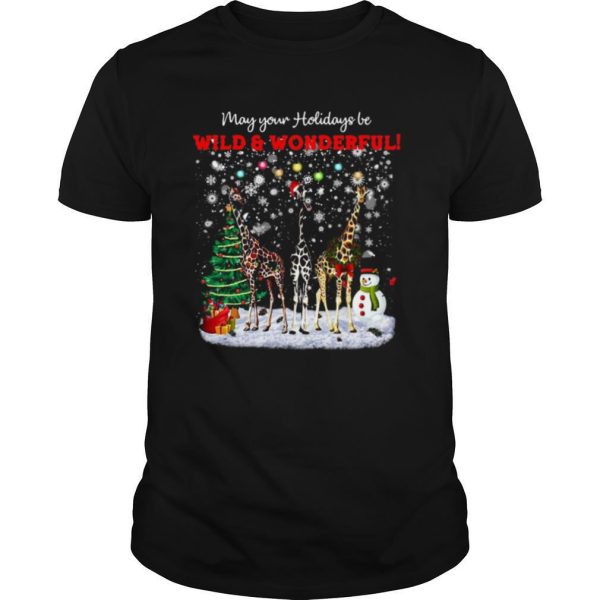 Giraffe may your holidays be wild and wonderful merry christmas shirt